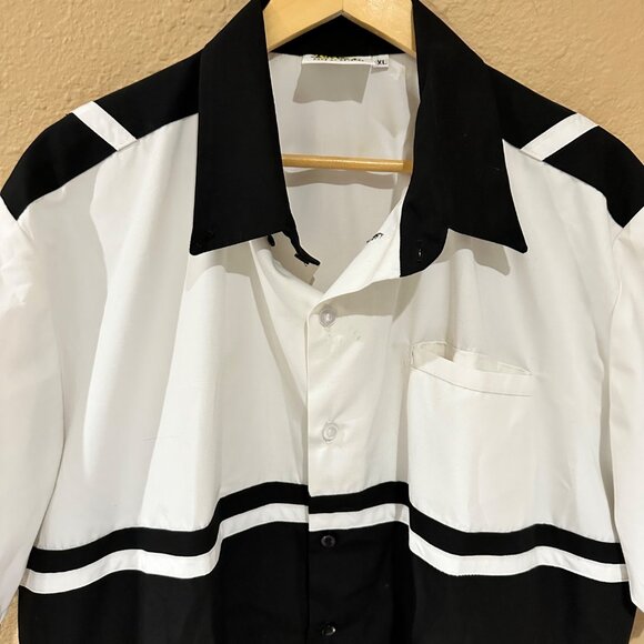 Deist Button Shirt Mens Size XL Safety Racing Button Black White Retro Workwear - Picture 2 of 9